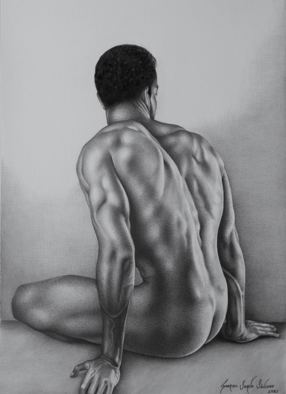 Pencil Drawing - Male Nude by Gabriel Serna