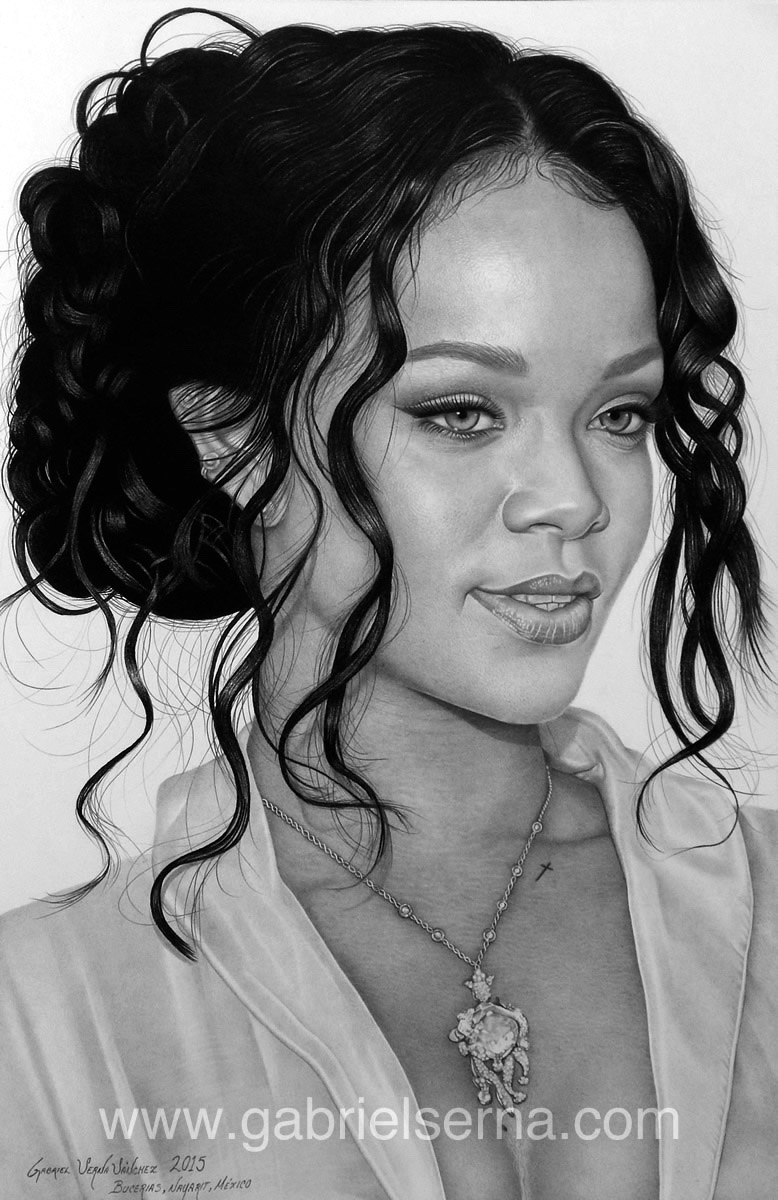Dibujo o Retrato Hiperrealista de Rihanna por Gabriel Serna
