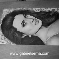 Angelina Jolie - Detail - Pencil Drawing by Gabriel Serna