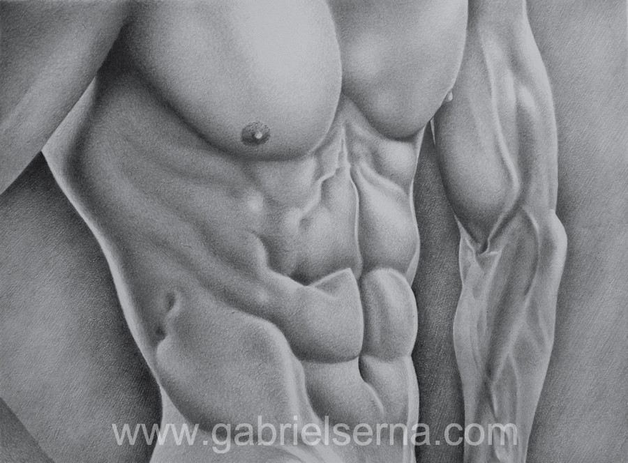 Dibujo Hiperrealista de Torso por Gabriel Serna