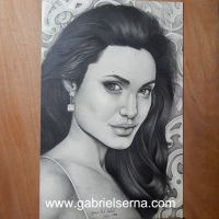 Angelina Jolie - Detail - Pencil Drawing by Gabriel Serna