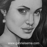 Angelina Jolie - Detail - Pencil Drawing by Gabriel Serna