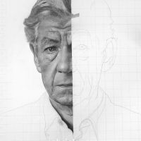 Ian McKellen - Detail - Pencil Drawing by Gabriel Serna