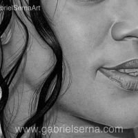 Rihanna - Detail - Pencil Drawing by Gabriel Serna