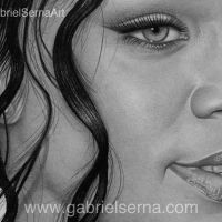 Rihanna - Detail - Pencil Drawing by Gabriel Serna