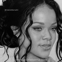 Rihanna - Detail - Pencil Drawing by Gabriel Serna