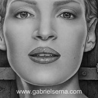 Uma Thurman - Detail - Pencil Drawing by Gabriel Serna