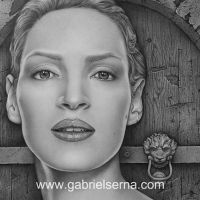 Uma Thurman - Detail - Pencil Drawing by Gabriel Serna